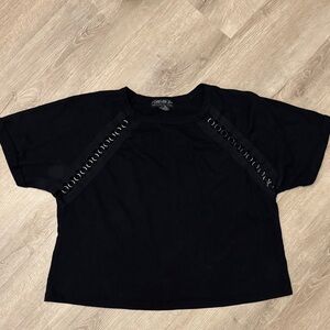 Forever 21 Black Crop Top with Eyelet Accents